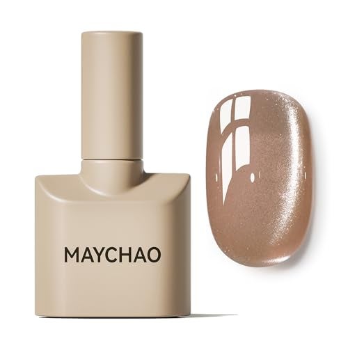 MAYCHAO 15ML Cat Eye Gel Nail Polish 1Pc Nude Gel Polish with Magnet Soak off Holographic Magnetic Nail Polish for Nail Art Manicure Salon DIY at Home, 0.5 OZ - Image 1