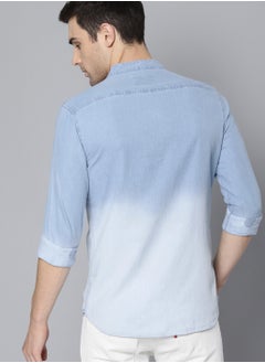 Dennis Lingo Men's Slim Fit Blue Ombre Casual Cotton Spread Shirt  - Image 3