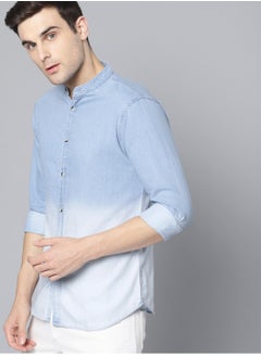 Dennis Lingo Men's Slim Fit Blue Ombre Casual Cotton Spread Shirt  - Image 5