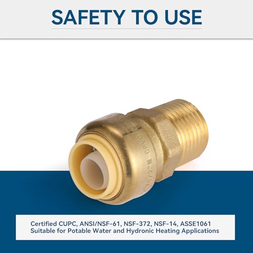 GUOFIS 10 Pack Male Adapter34 Inch Push Brass Male Adapter Fitting with Disconnect Clip PushtoConnect Plumbing Fittings for Copper PEX Pipe CPVCPF12510Pack - Image 3