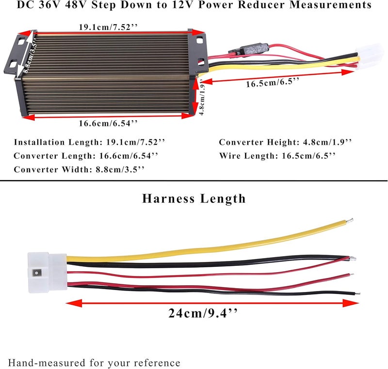 Pro Chaser DC-DC Golf Carts RVs 48V 36V Volt Voltage to 12V Step Down Voltage Reducer Regulator for Headlights Taillights Solar Panels Radios (25A 300W) - Image 3