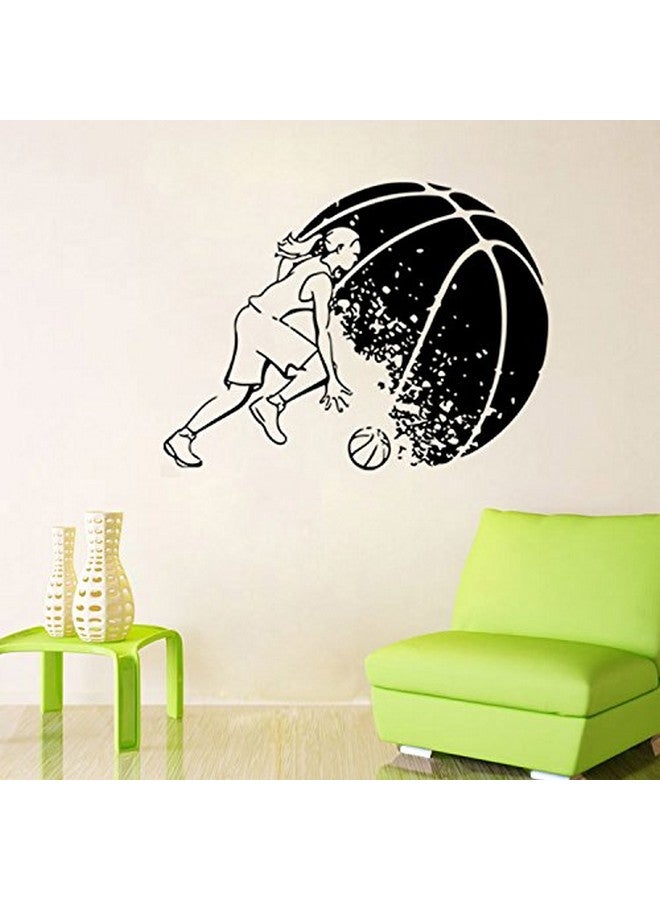Boodecal Giant Basketball Girls Player Dribbling Sport Vinyl Wall Decals Stickers For Baby Playroom Bedroom Nursery 29.5 Inches X 22.4 Inches - Image 4