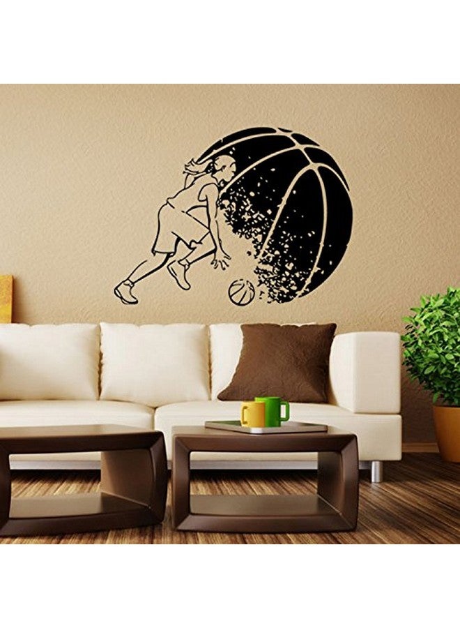 Boodecal Giant Basketball Girls Player Dribbling Sport Vinyl Wall Decals Stickers For Baby Playroom Bedroom Nursery 29.5 Inches X 22.4 Inches - Image 3