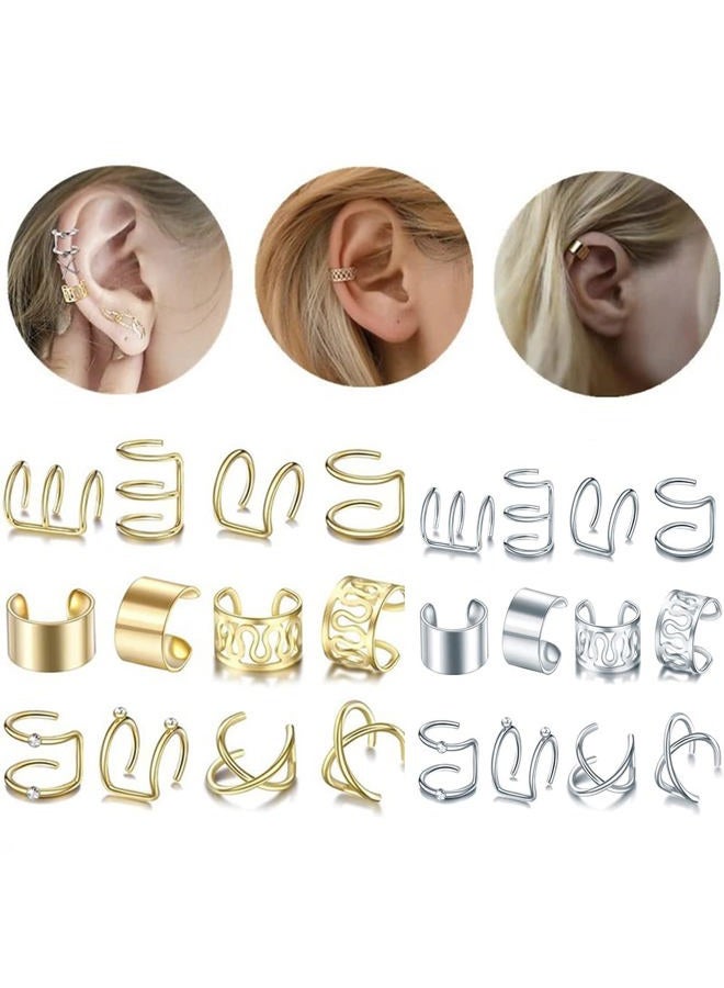 vfruua 24 Pcs Gold Silver Hair Braids Dreadlock Non-Piercing Ear Clip Beard Beads Cuffs Clip Hair for Women Men Hair Accessories Styling Jewelry Tools - Image 2