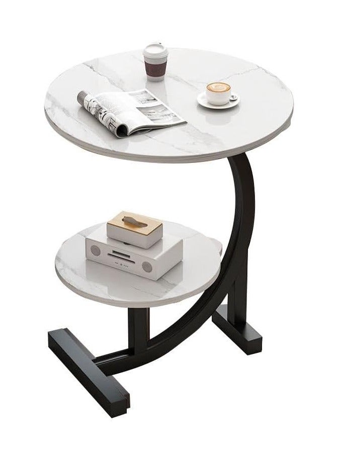 DubaiGallery End Table, Side Table, Oval Table, C-Shaped Couch Table for Living Room, Snack Table for Small Space, Living Room, Bedroom, Marble Top & Metal Frame - Image 1