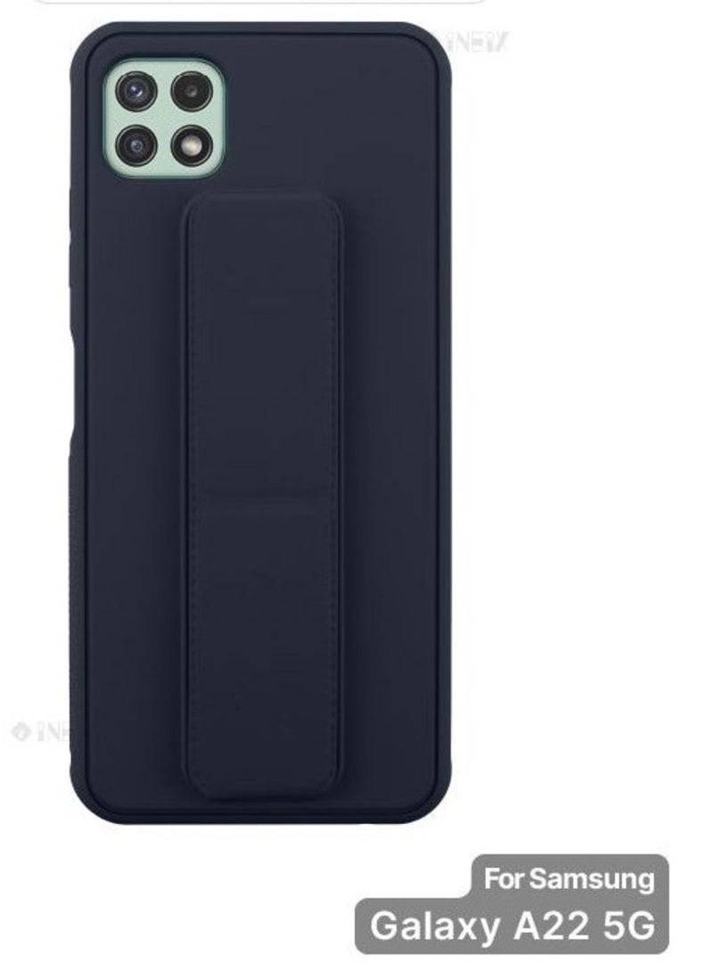 جراب حامل يد مغناطيسي 3 في 1 لهاتف Samsung Galaxy A22 5G أزرق داكن - Image 1
