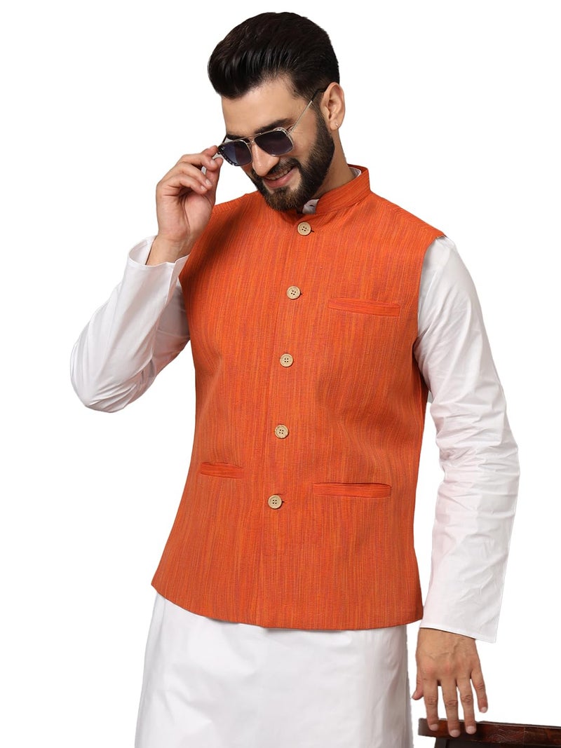 LATEST CHIKAN Men's Nehru Jacket/Waistcoat Sophisticated Ethnic Wear - SARRI-DJ-O-40 - Image 1