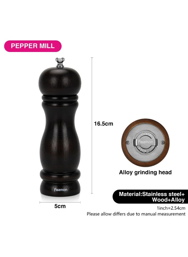 Fissman Pepper Mill Rubber Wood Body with S/S Grinder 16cm, Stylish With Simple Design For Restaurant or For Everyday Use, Natural Wood Material, Grinding Mechanism with Adjustable Grinding Degree  - Image 4