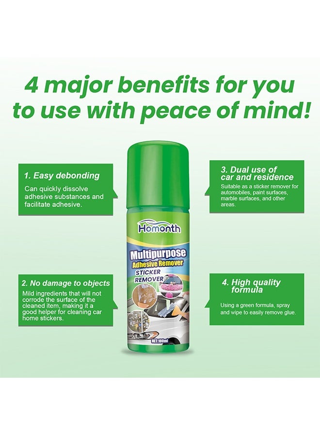 Homonth Multipurpose Adhesive Remover, Surface Safe Rapid Glue Remover with Scraper, Sticker Remover for Cars, Windows, Walls, Efficiently Remove Sticky Residues, Labels, Tape, Gum, Bandages, Adhesives, Wax 100ml - Image 2