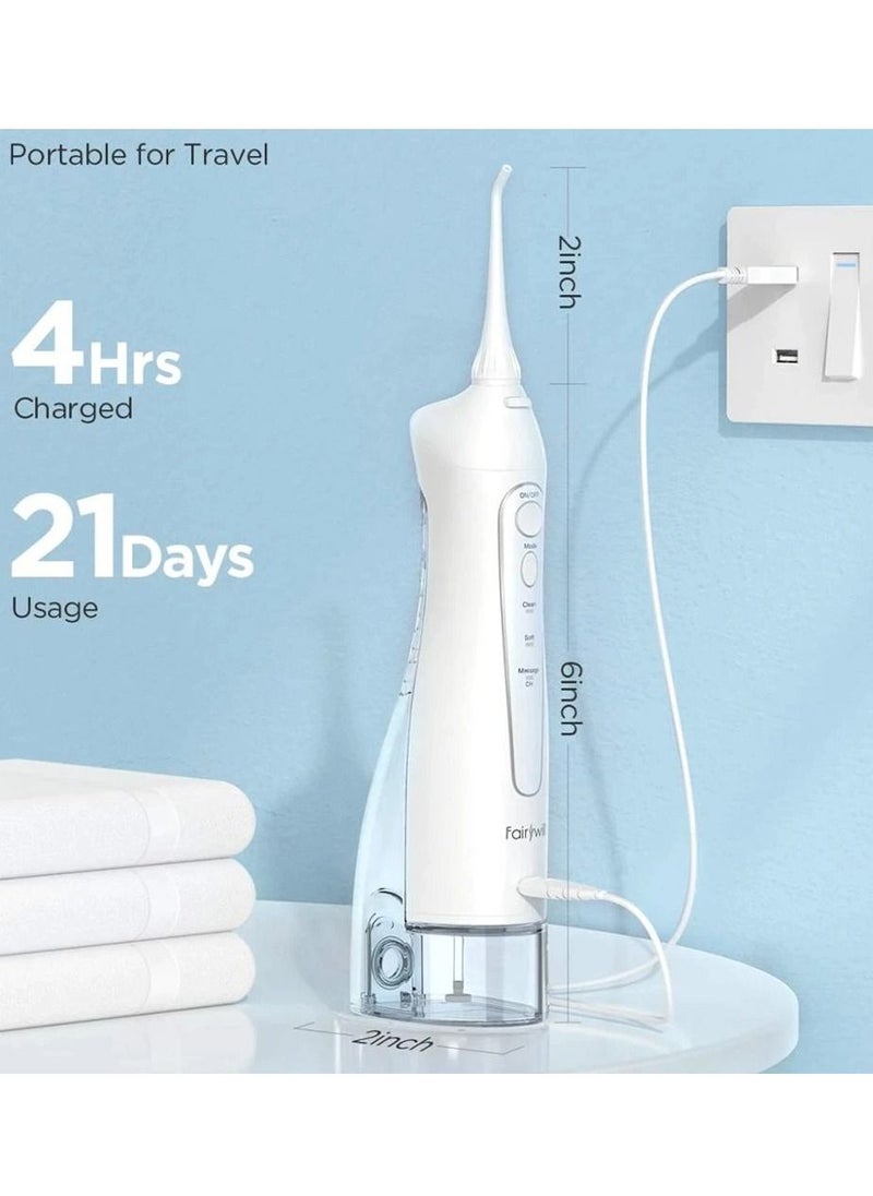 Fairywill - Portable Oral Irrigator USB Rechargeable Dental Water Flosser Jet Irrigator Dental Teeth Cleaner 3 Modes 300ML - Image 1