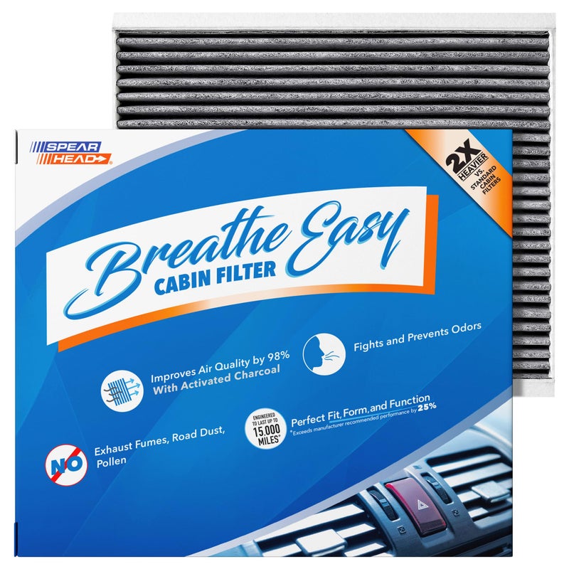 Spearhead Odor Defense Breathe Easy Cabin Filter | Fits 15-25 F-150, 22-25 F-150 Lightning, 17-25 F-250/350, 18-24 Expedition, 18-24 Navigator | Up to 25% Longer Lasting w/Activated Carbon (BE-150) - Image 1
