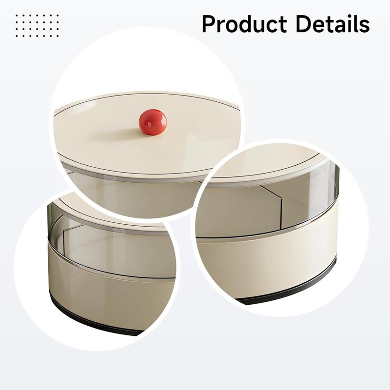 Cream-White Plastic Snack Serving Tray with Lid, 5-Compartment Rotating Round Dried Fruit Organizer, Double-Layer Nut Food Storage for Gatherings - Image 5