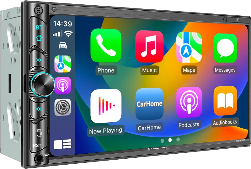 SJoyBring Double Din Car Stereo - Wireless Apple CarPlay & Android Auto, 240W 4.2CHN, 7" Touchscreen, SWC, Bluetooth, FM/AM Car Radio, 2 Subwoofers Outputs, Backup Camera - Image 1