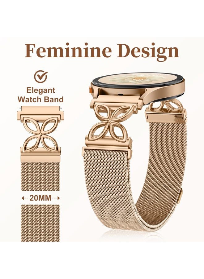 Getino Floral Metal Band Compatible with Galaxy Watch 7 Band 6 5 4 FE Active 2 40mm 44mm/Galaxy Watch 5 pro 45mm, 20mm Magnetic Strap for Samsung Watch Bands Women Stainless Steel Milanese Loop - Image 5