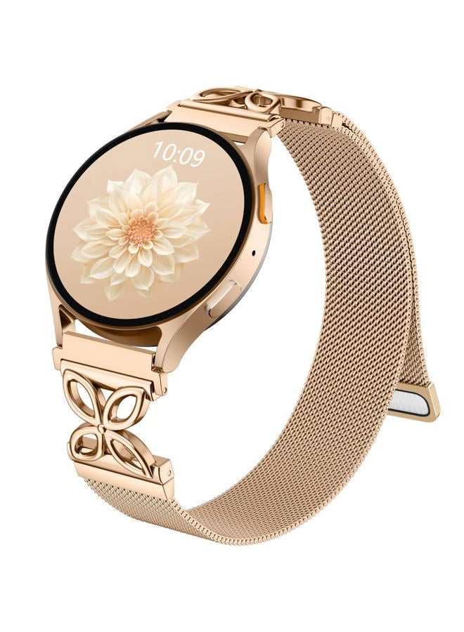 Getino Floral Metal Band Compatible with Galaxy Watch 7 Band 6 5 4 FE Active 2 40mm 44mm/Galaxy Watch 5 pro 45mm, 20mm Magnetic Strap for Samsung Watch Bands Women Stainless Steel Milanese Loop - Image 1