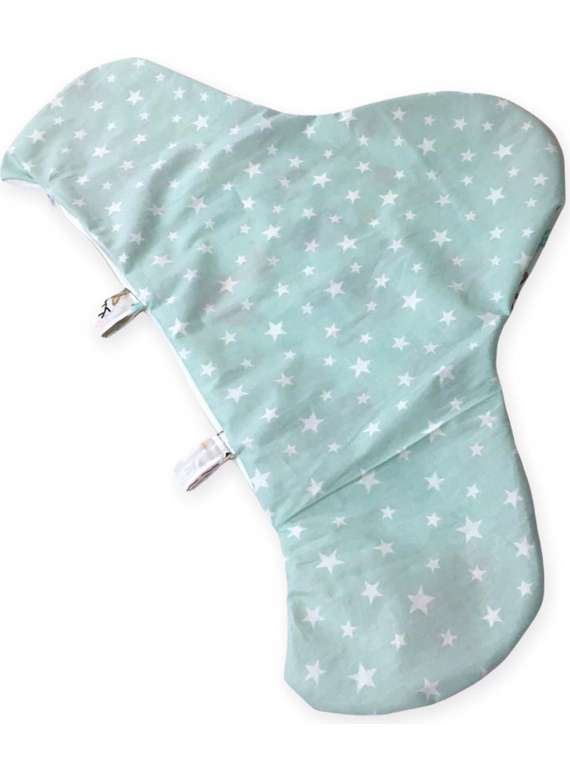 Bebek Özel Baby Special Cover Compatible with Ikea Antelope High Chair Cushion (Nature and Green Star Pattern)  - Image 4
