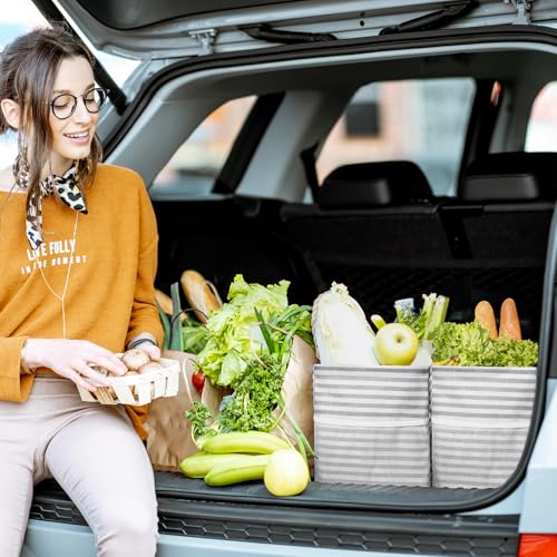 Lifewit Extra Large Tote Bag Reusable Grocery Bags with Metal Wire Frame and Handles Standing Utility Foldable Shopping Bags for Storage Picnics Beach Laundry Car 46L 1 Pack Gray - Image 3