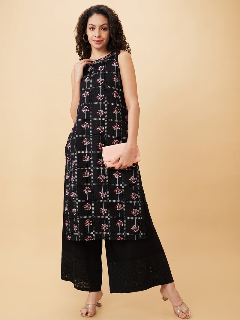 globus Women Schiffli Wide Leg Ethnic Palazzos - Image 1