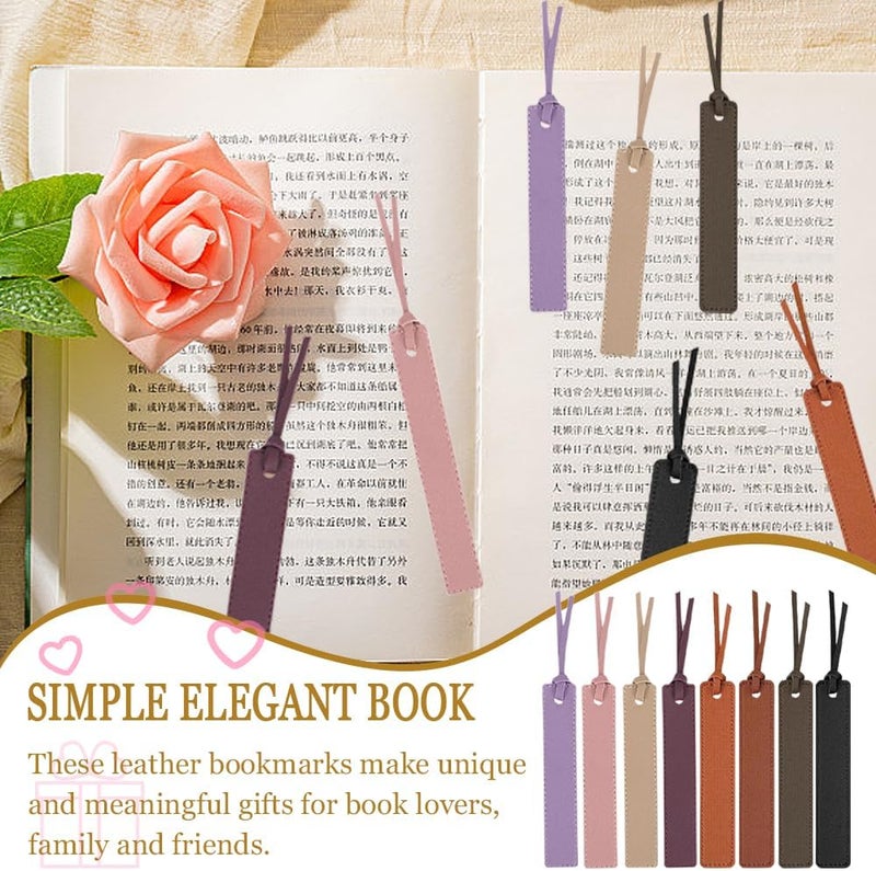 TRKETK 8 Pcs Leather Bookmark Bookmarks with Leather Rope Page Markers Personalized Bookmarks Simple Elegant Book Markers Leather Bookmarks for Men Women Book Lovers Readers Writers Accessories - Image 4
