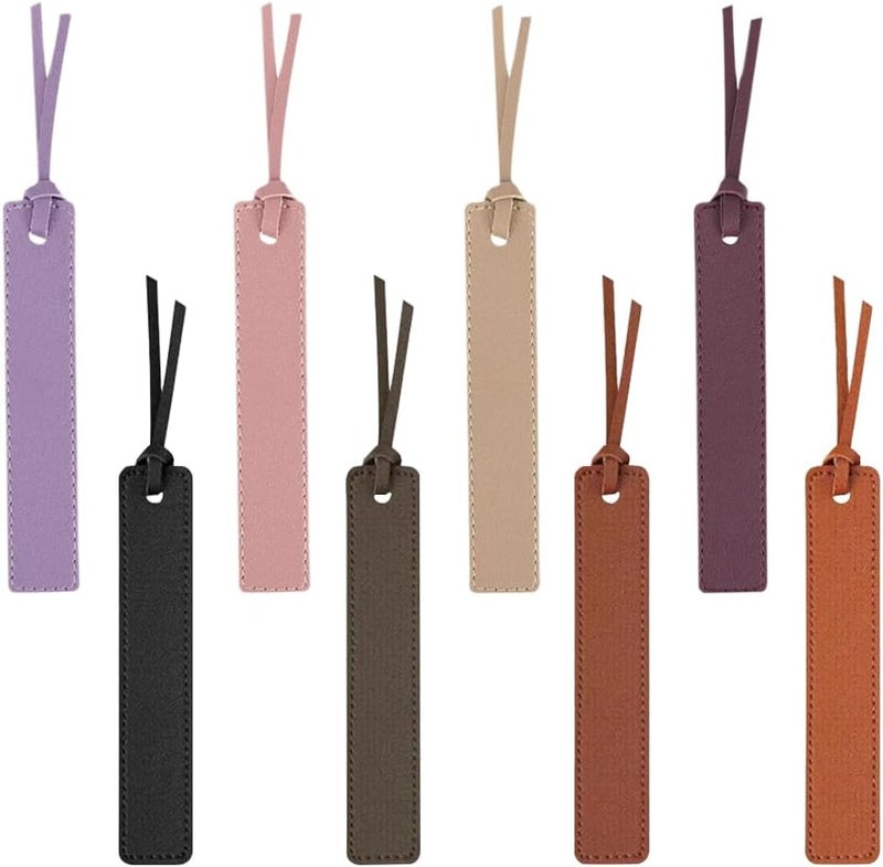 TRKETK 8 Pcs Leather Bookmark Bookmarks with Leather Rope Page Markers Personalized Bookmarks Simple Elegant Book Markers Leather Bookmarks for Men Women Book Lovers Readers Writers Accessories - Image 1