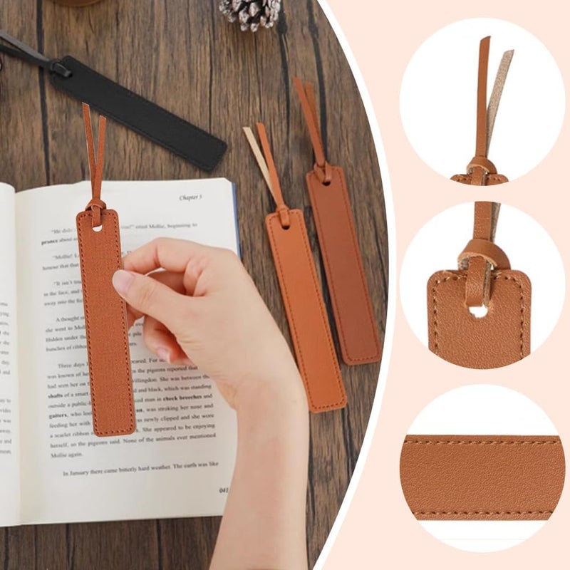 TRKETK 8 Pcs Leather Bookmark Bookmarks with Leather Rope Page Markers Personalized Bookmarks Simple Elegant Book Markers Leather Bookmarks for Men Women Book Lovers Readers Writers Accessories - Image 5
