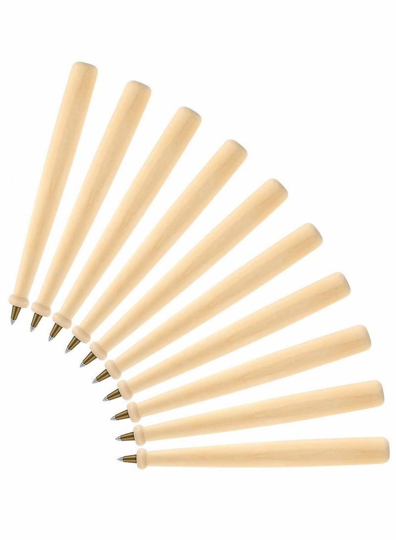 Y&D Writing Pens with Black Ink, 10 Pieces Wood Baseball Drumstick Natural Color Students Reward Bat for Friend Kids Favor Craft - Image 1
