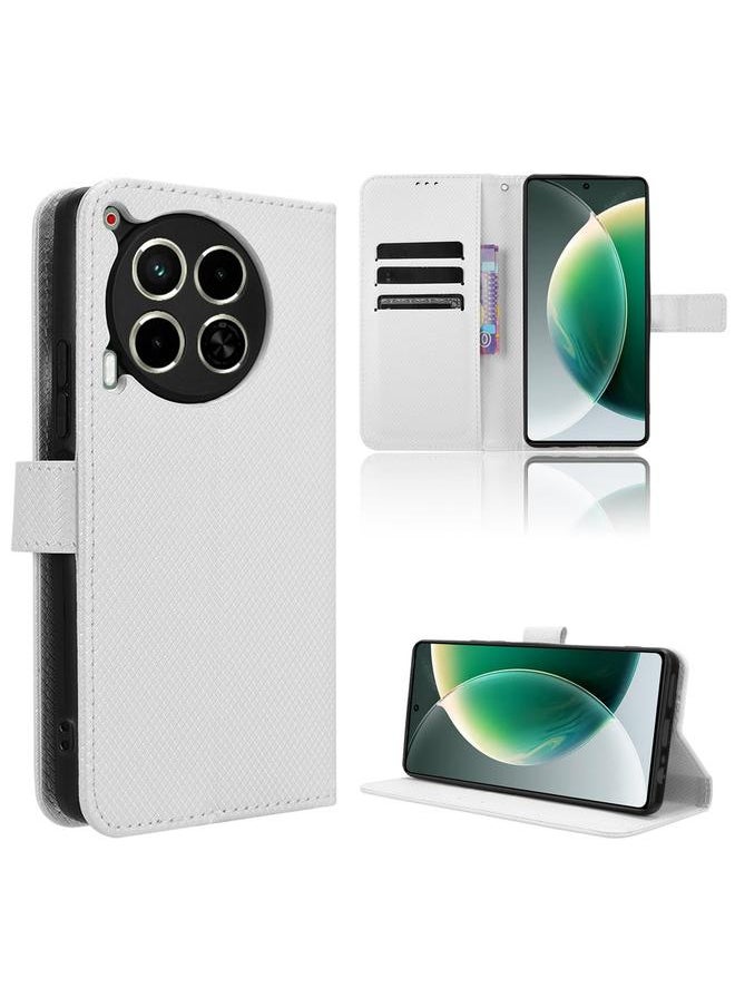 Zaboon For Tecno Camon 30 5G / 4G Diamond Texture Leather Phone Case(White) 