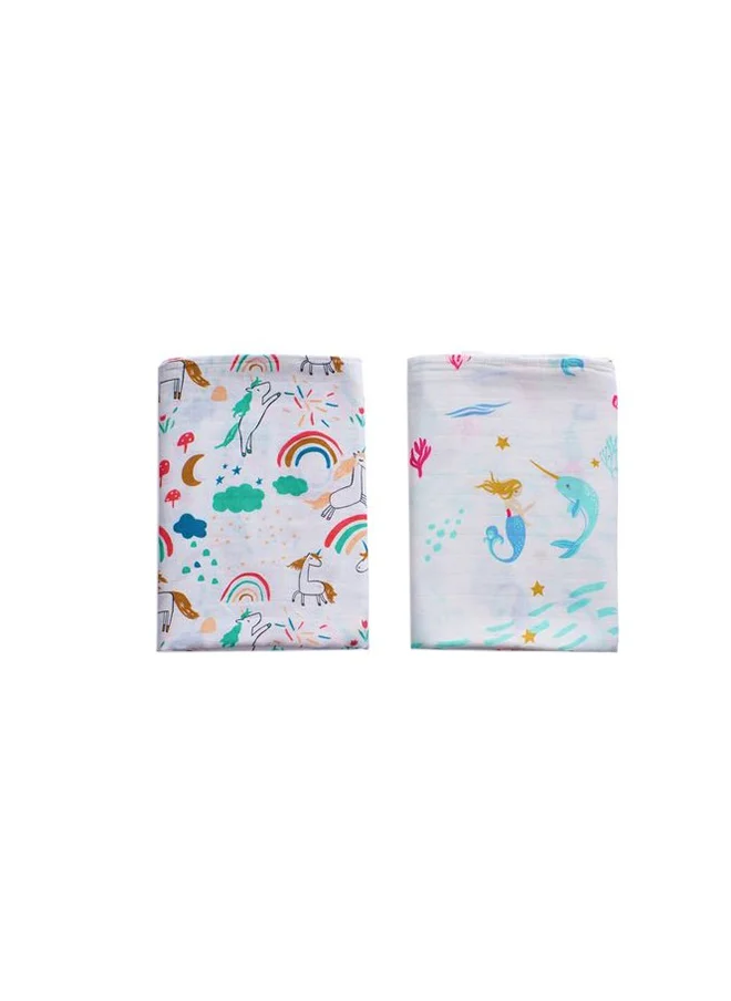 أنفي بيبي Anvi Baby Organic Bamboo Muslin Swaddle Wrap- Set of 2 -Enchanted Earth
