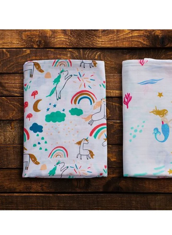أنفي بيبي Anvi Baby Organic Bamboo Muslin Swaddle Wrap- Set of 2 -Enchanted Earth