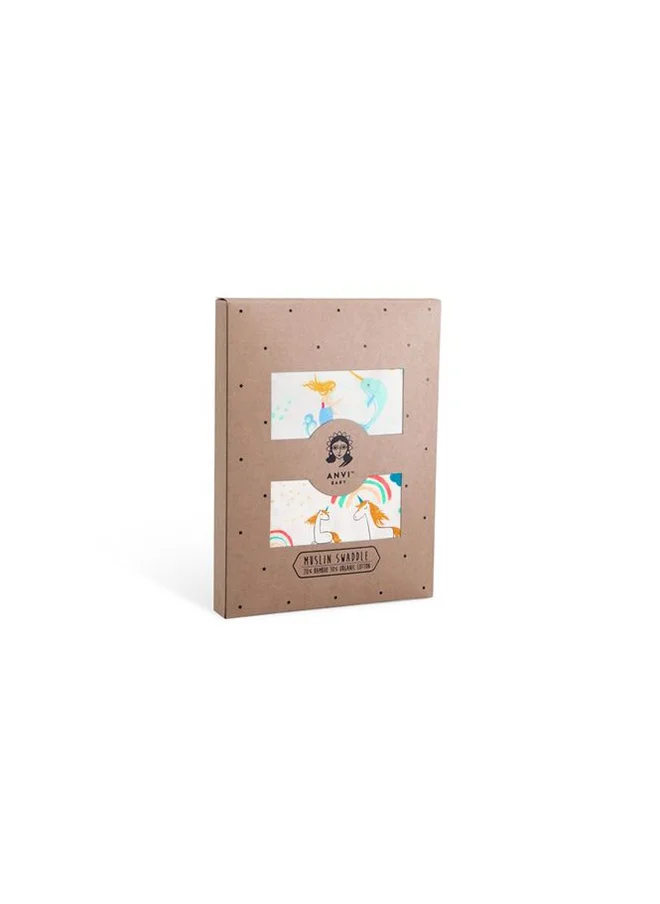 أنفي بيبي Anvi Baby Organic Bamboo Muslin Swaddle Wrap- Set of 2 -Enchanted Earth