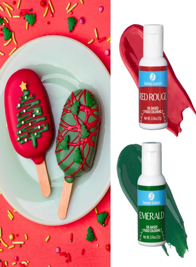 Sweets Indeed Oil Food Coloring, Variety of Colors, Perfect for Cookies, Fondant, Frosting, Baking and Decorations (2 Pack Xmas) - Image 1