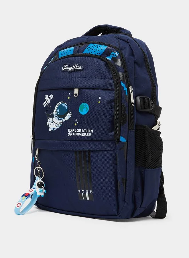 Styli Teen Boys Space-Theme Printed Backpack