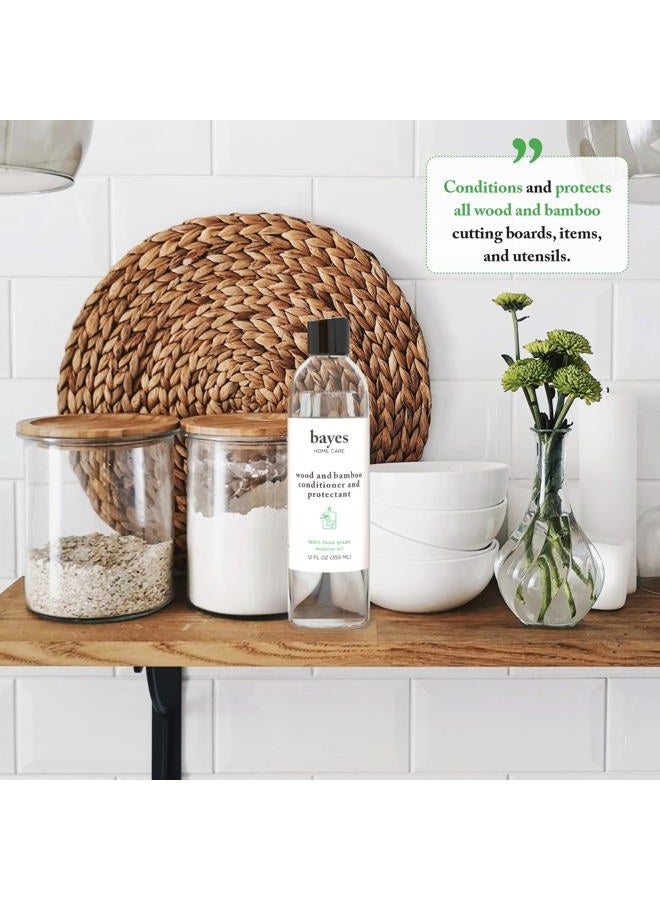 Bayes High-Performance Food Grade Mineral Oil Wood & Bamboo Conditioner and Protectant - Cleans, Conditions and Protects Wood, Bamboo, and Teak Cutting Boards and Utensils - 12 oz, 2 Pack - Image 3