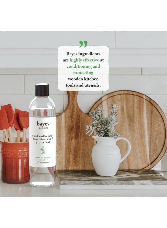 Bayes High-Performance Food Grade Mineral Oil Wood & Bamboo Conditioner and Protectant - Cleans, Conditions and Protects Wood, Bamboo, and Teak Cutting Boards and Utensils - 12 oz, 2 Pack - Image 2