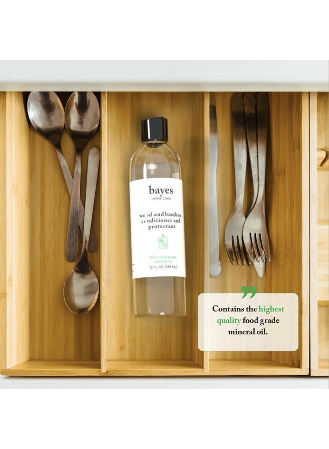 Bayes High-Performance Food Grade Mineral Oil Wood & Bamboo Conditioner and Protectant - Cleans, Conditions and Protects Wood, Bamboo, and Teak Cutting Boards and Utensils - 12 oz, 2 Pack - Image 4