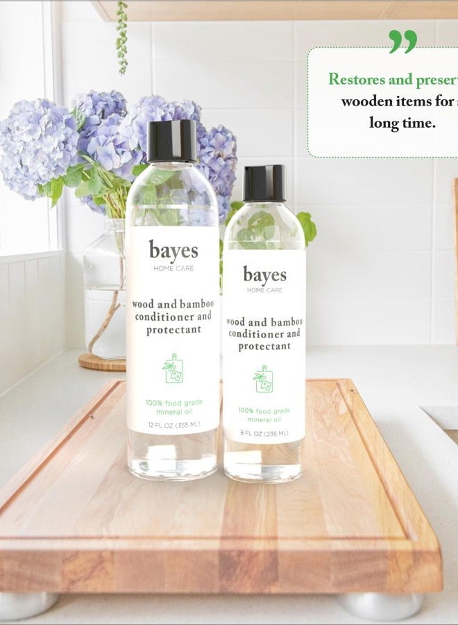 Bayes High-Performance Food Grade Mineral Oil Wood & Bamboo Conditioner and Protectant - Cleans, Conditions and Protects Wood, Bamboo, and Teak Cutting Boards and Utensils - 12 oz, 2 Pack - Image 5