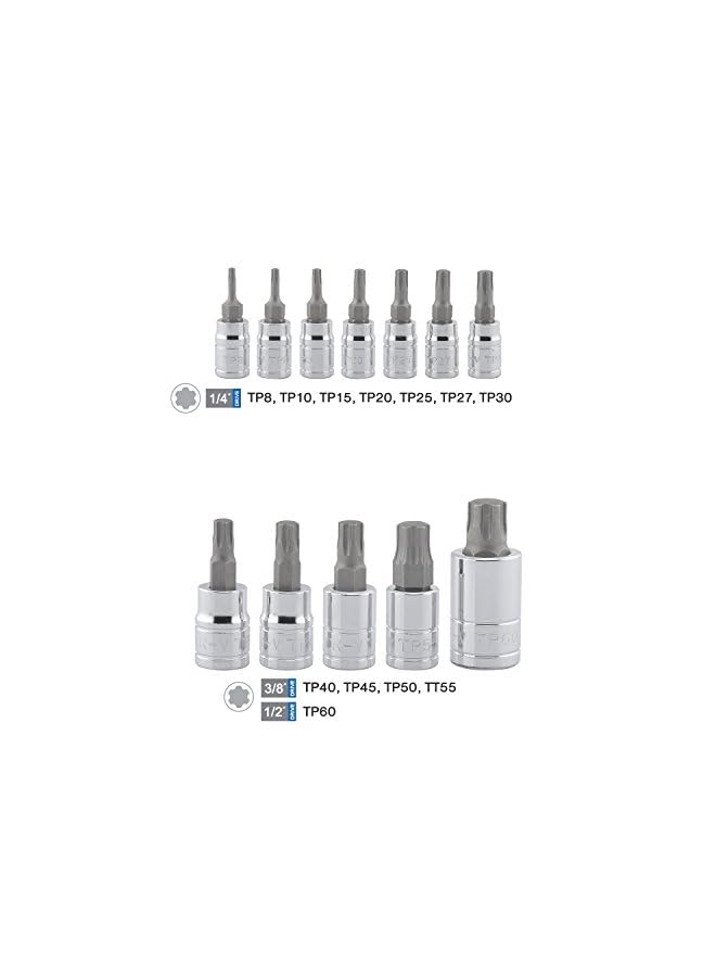 نيكو 10086A 6 نقاط توركس بلس مجموعة مقابس 1/4 بوصة 3/8 بوصة و1/2 بوصة محرك Tp8 Tp60 12 قطعة - Image 4