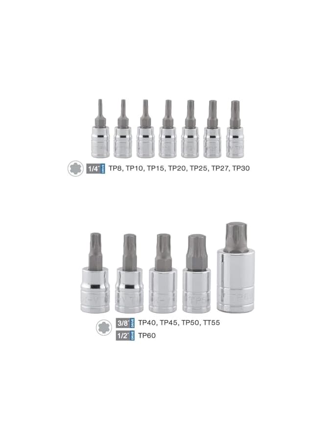 نيكو 10086A 6 نقاط توركس بلس مجموعة مقابس 1/4 بوصة 3/8 بوصة و1/2 بوصة محرك Tp8 Tp60 12 قطعة - Image 3