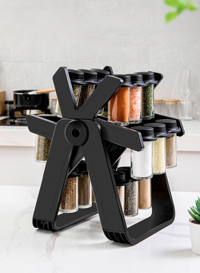 VOGMAX 360 Rotating Spice Rack with 18 Jars, Kitchen Seasoning Organizer Tower for Countertop Storage, Suitable for Home and Restaurant Use - Image 1