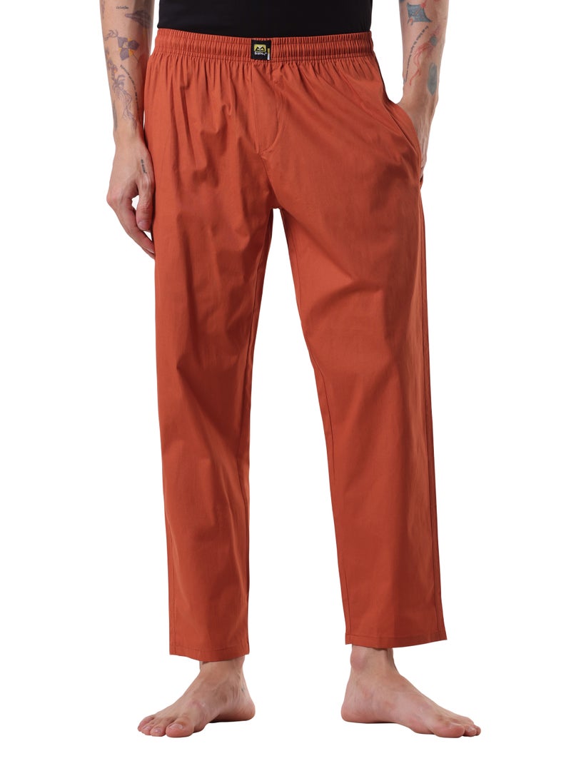 Beyoung Rust Orange Regular-fit Pyjamas - Image 1