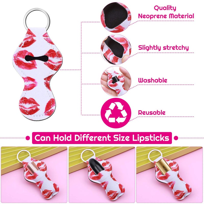 shynek Chapstick Holder Keychain, 40Pcs Lip Balm Holder Keychain Set (Neoprene, Multicolor, Women, Portable) - Image 4