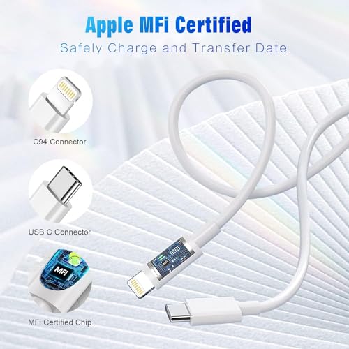 APFEN USB C to Lightning Cable Apple MFi Certified 2Pack 6FT iPhone Fast Charger Cable Power Delivery Type C Charging Cord Compatible with iPhone 14 13 12 11 Pro Max X XS XR 8 7 6s Plus SEWhite - Image 3