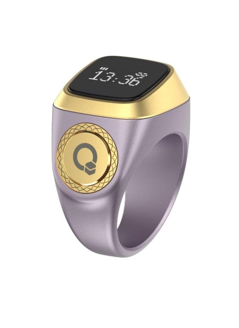 iQIBLA - Smart Tasbih Zikr Ring OLED Display Powerful Battery Backup Smart Ring App Operated Tasbih Counter Prayer Reminder Technology Plastic 5 Prayer Time Reminders iQibla Smart Zikr Ring 18MM Violet - Image 1