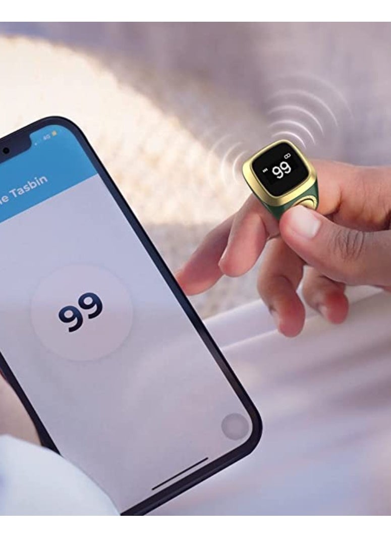 iQIBLA - Smart Tasbih Zikr Ring OLED Display Powerful Battery Backup Smart Ring App Operated Tasbih Counter Prayer Reminder Technology Plastic 5 Prayer Time Reminders iQibla Smart Zikr Ring 18MM Violet - Image 1
