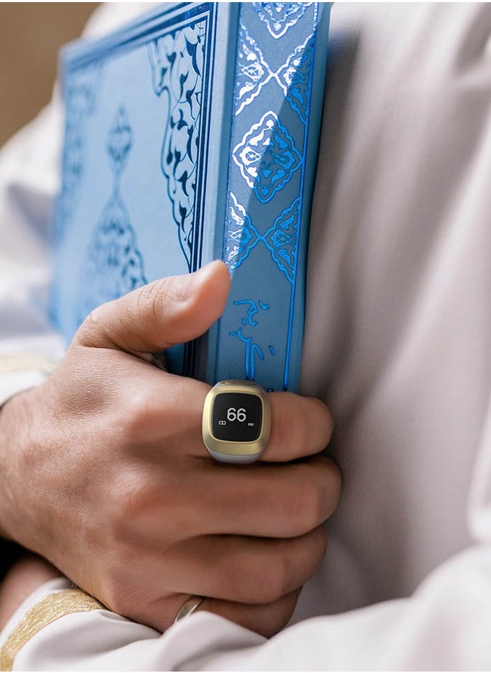 iQIBLA - Smart Tasbih Zikr Ring OLED Display Powerful Battery Backup Smart Ring App Operated Tasbih Counter Prayer Reminder Technology Plastic 5 Prayer Time Reminders iQibla Smart Zikr Ring 18MM Violet - Image 1