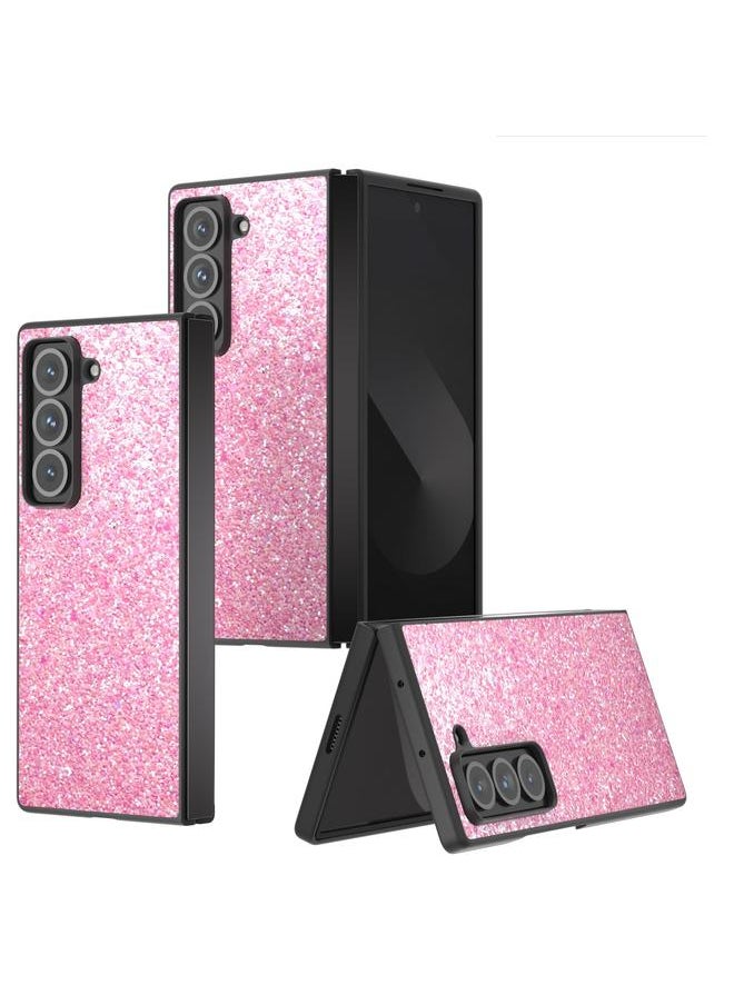 erorex For Samsung Galaxy Z Fold Special Black Frame Colorful Glitter Phone Case(Purple Pink) 