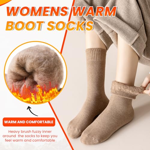 Velice Winter Warm Thermal Socks for Women Extra Thick Insulated Heated Crew Boot Socks for Cold Weather 5 Pairs(Solid Color) - Image 4