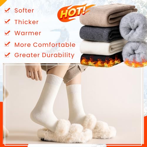 Velice Winter Warm Thermal Socks for Women Extra Thick Insulated Heated Crew Boot Socks for Cold Weather 5 Pairs(Solid Color) - Image 2
