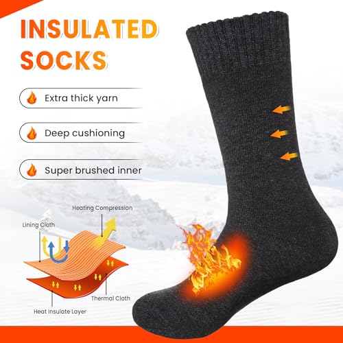 Velice Winter Warm Thermal Socks for Women Extra Thick Insulated Heated Crew Boot Socks for Cold Weather 5 Pairs(Solid Color) - Image 3