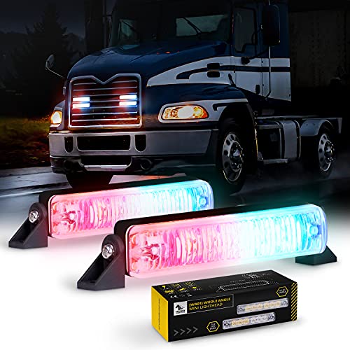 Unicorn Lighting Emergency Lights for Vehicles - WA01 (Blue/Red) 6 LED Strobe Lights for Truck and Cars, IP68 Waterproof, Easy Installation, 360-Degree Rotation Mount (2 Pack) - Image 1